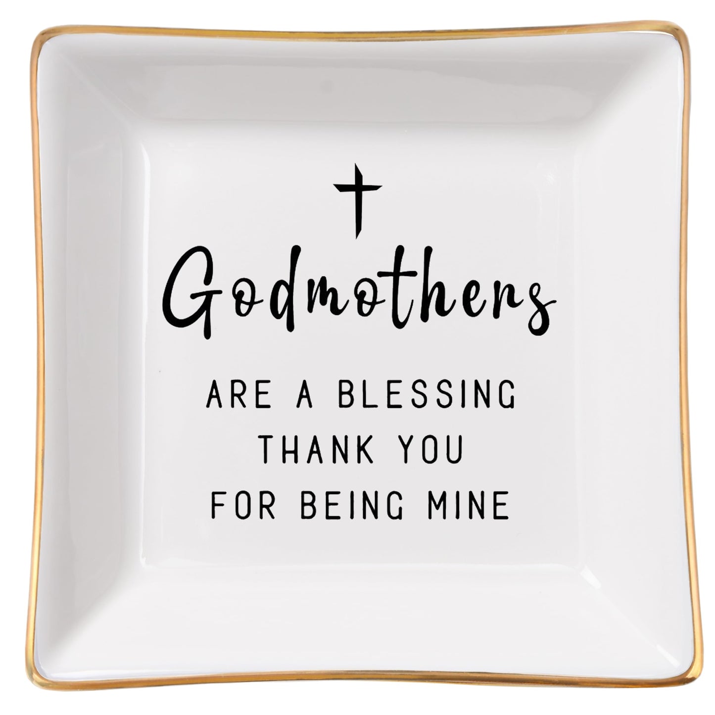 Spegiffu Godmother Gifts from Godchild, Gifts for Godmother Trinket Ring Dish - Godmothers...Thank You for Being Mine, Birthday Christmas Mother's Day Gift for Godmother