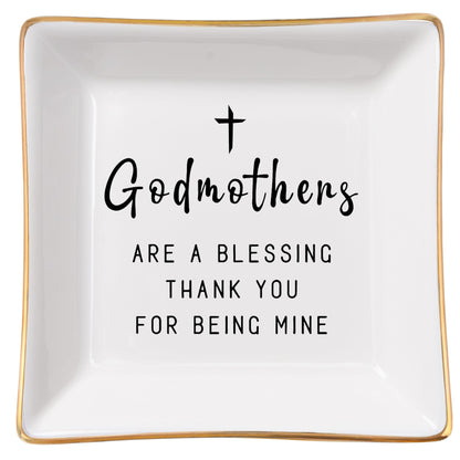Spegiffu Godmother Gifts from Godchild, Gifts for Godmother Trinket Ring Dish - Godmothers...Thank You for Being Mine, Birthday Christmas Mother's Day Gift for Godmother