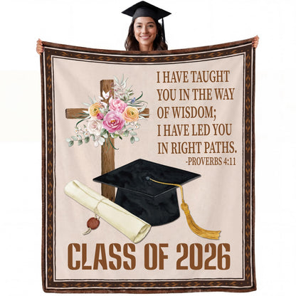 HunnmingRe 2026 Christian Graduation Gifts Throw Blanket 60"x50", Class of 2026 College Graduation Gift for Him Her, Inspirational Religious Gifts for College High School Graduate