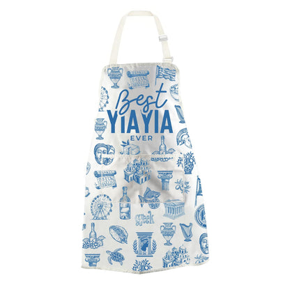 WCGXKO Best Yiayia Ever Kitchen Apron Greek Yiayia Gift Mother’s Day Gift Grandma Gift For Grandmother
