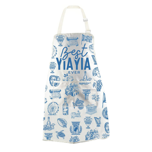 WCGXKO Best Yiayia Ever Kitchen Apron Greek Yiayia Gift Mother’s Day Gift Grandma Gift For Grandmother