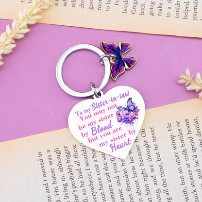 Sister In Law Gifts Mothers Day Wedding Gift Butterfly Purple Gifts For Women Keychain Sister In Law Birthday Gift Mothers Day Christmas