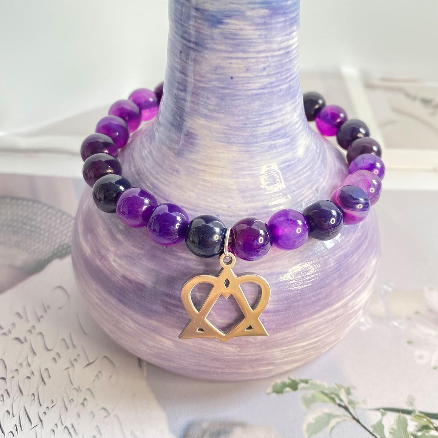 Adoption Symbol Charm Bracelet Necklace Adoption Day Gifts Adoption Gifts Gotcha Day Amethyst Bracelet Adoption Celebration Party Gifts Adoptive Jewelry Thank You Gift