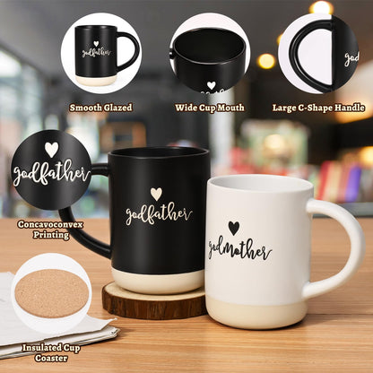 YHRJWN Godparents Proposal Gift, Godparents Gifts from Godchild, Godmother Godfather Mugs, Will You Be My Godparents, Godmother Godfather Gifts, Christmas Birthday Gifts for Godparents, 16 Oz