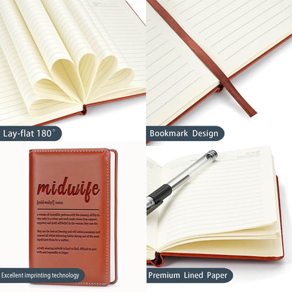 JOHSBYD Midwife Gift Midwife Definition Leather Travel Journal Notebook Midwife Appreciation Gift Thank You Notebook Gynecologist OB Doctor Gift Midwife Life Gift (Midwife Definition)
