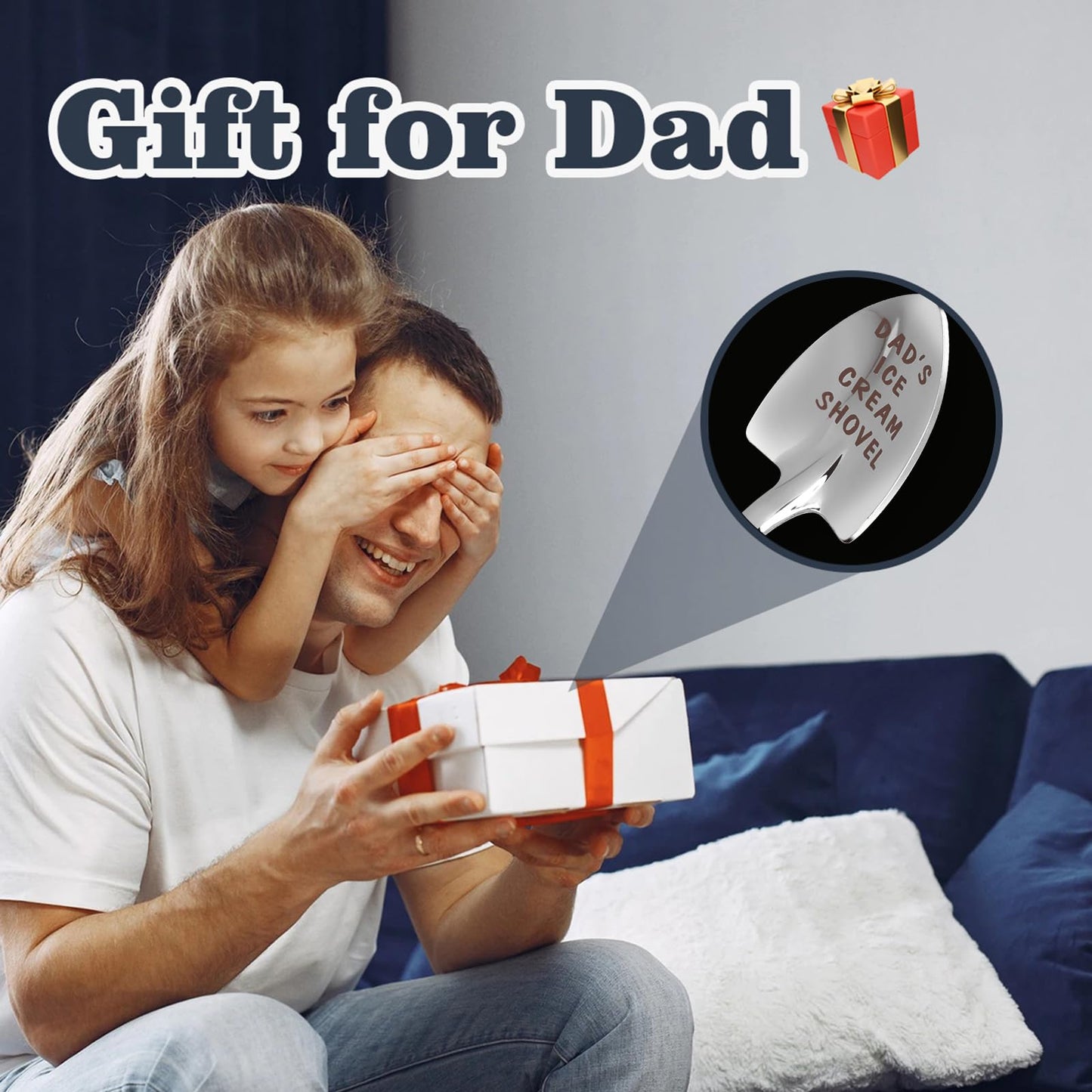 Dad Gifts - Gifts for dad from Daughter. Father Day Gifts for dad Ice Cream Spoon Scoop for Ice Cream Lovers, Father birthday Gifts Funny Engraved Stainless Steel Shovel