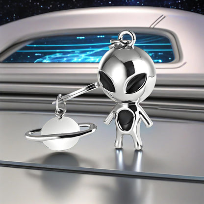 MUAMAX Aliens Space Keychain,Alien Pendant Keychain Gifts for Women Mens,Space Aliens Lover Gift Metal Keyring,Outer Space Charms for Car Key Backpack Hanging Ornaments