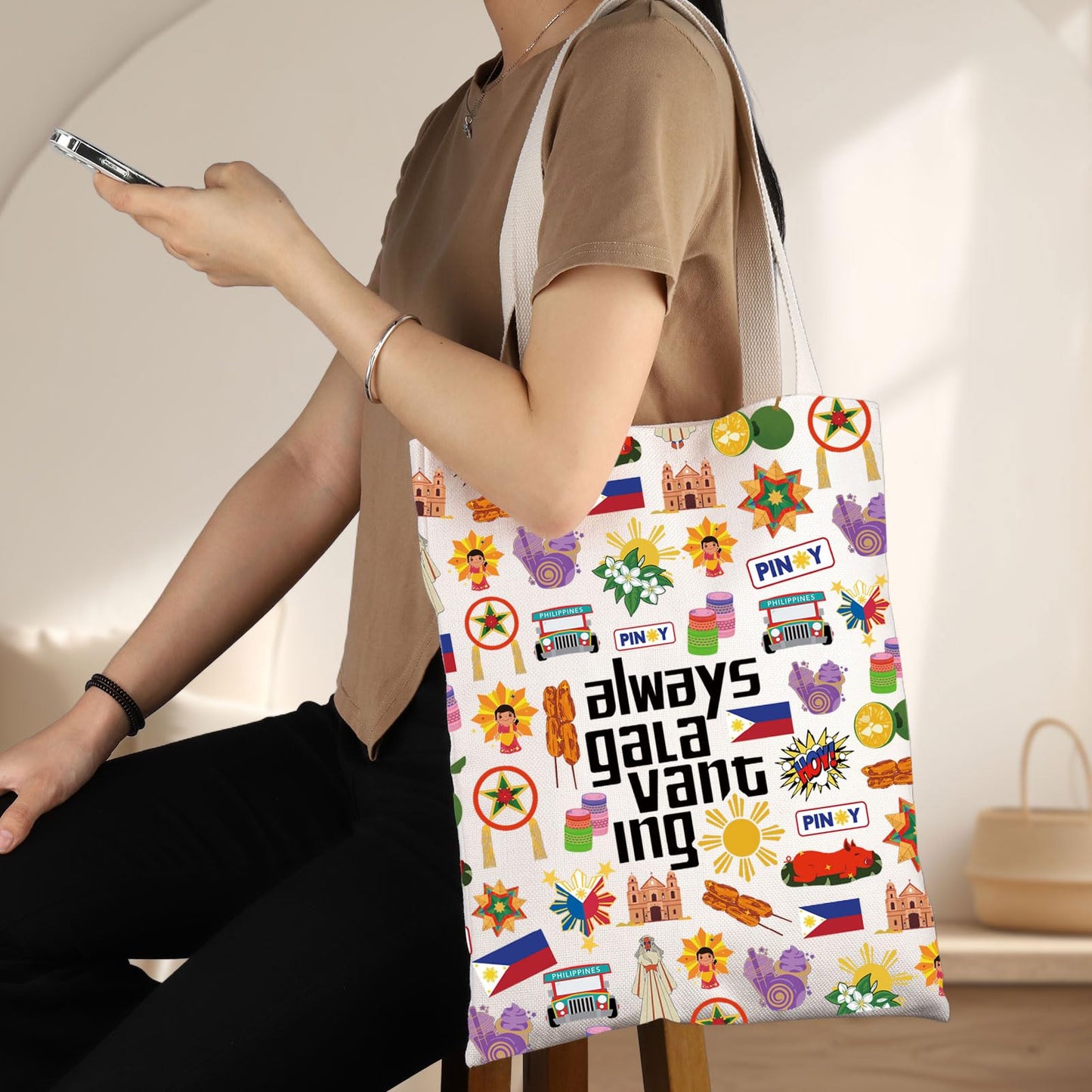 G2TUP Filipino Tote Bag Philippines Travel Bag Philippines Souvenir Gifts Filipinos Shoulder Bag Always Galavanting Gift