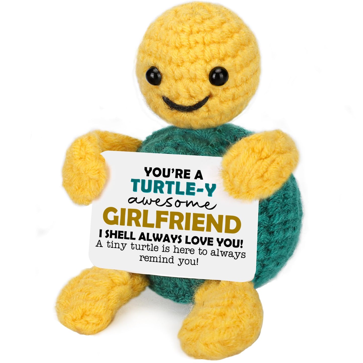 Funny Turtle Girlfriend Love Gifts, Birthday Anniversary Wedding Gift for Girlfriend Her from Boyfriend, Romantic Gift for Girlfriends Present Small Cute Handmade Crochet Decor