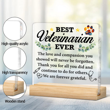 Best Veterinarian Gifts for Women Men, Thank You Gift for Veterinarians Veterinary Vet Tech Animal Doctor, Best Veterinarian Ever Gifts Acrylic Plaque Sign Decor