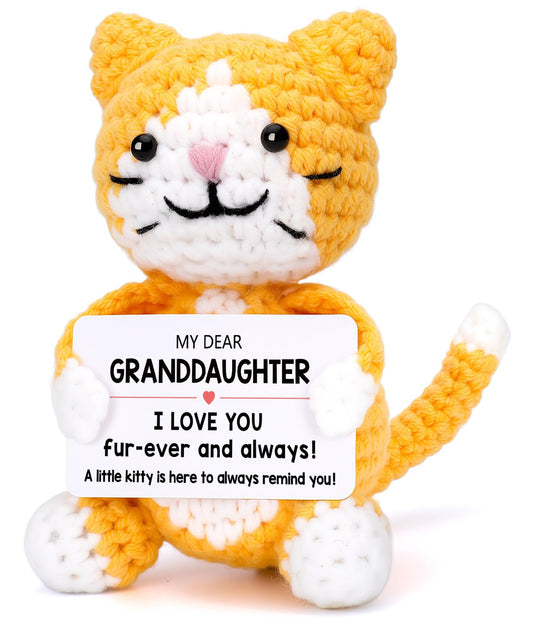 Funny Cat Mothers Day Granddaughter Gifts from Grandma Grandpa, Birthday Graduation Gifts for Granddaughter from Grandparents, Mini Cute Cool Stuff Things I Love You Present, Small Sweet Emotional Cat