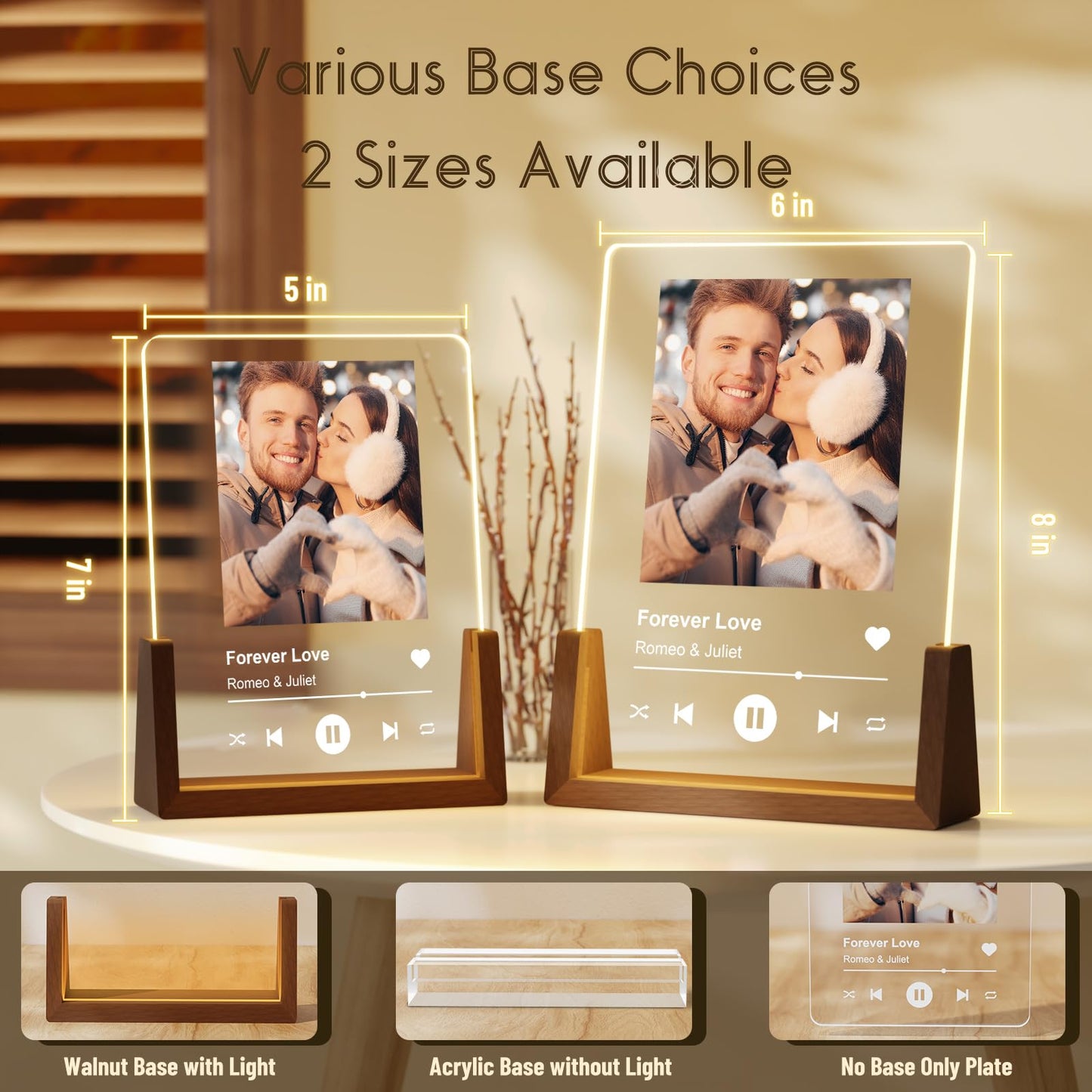 LUCKOR Valentines Day Personalized Spotify Plaque Gifts for Her Him Girlfriend Boyfriend, Custom Picture Frame for Women Men, Customized Photo Gifts for Couple Wife Husband on Anniversary Birthday