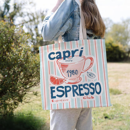 Canvas Tote Bag for Women, Fruits-CoffeeTote Bag, Italian Gifts, Reusable Shopping Grocery Bags