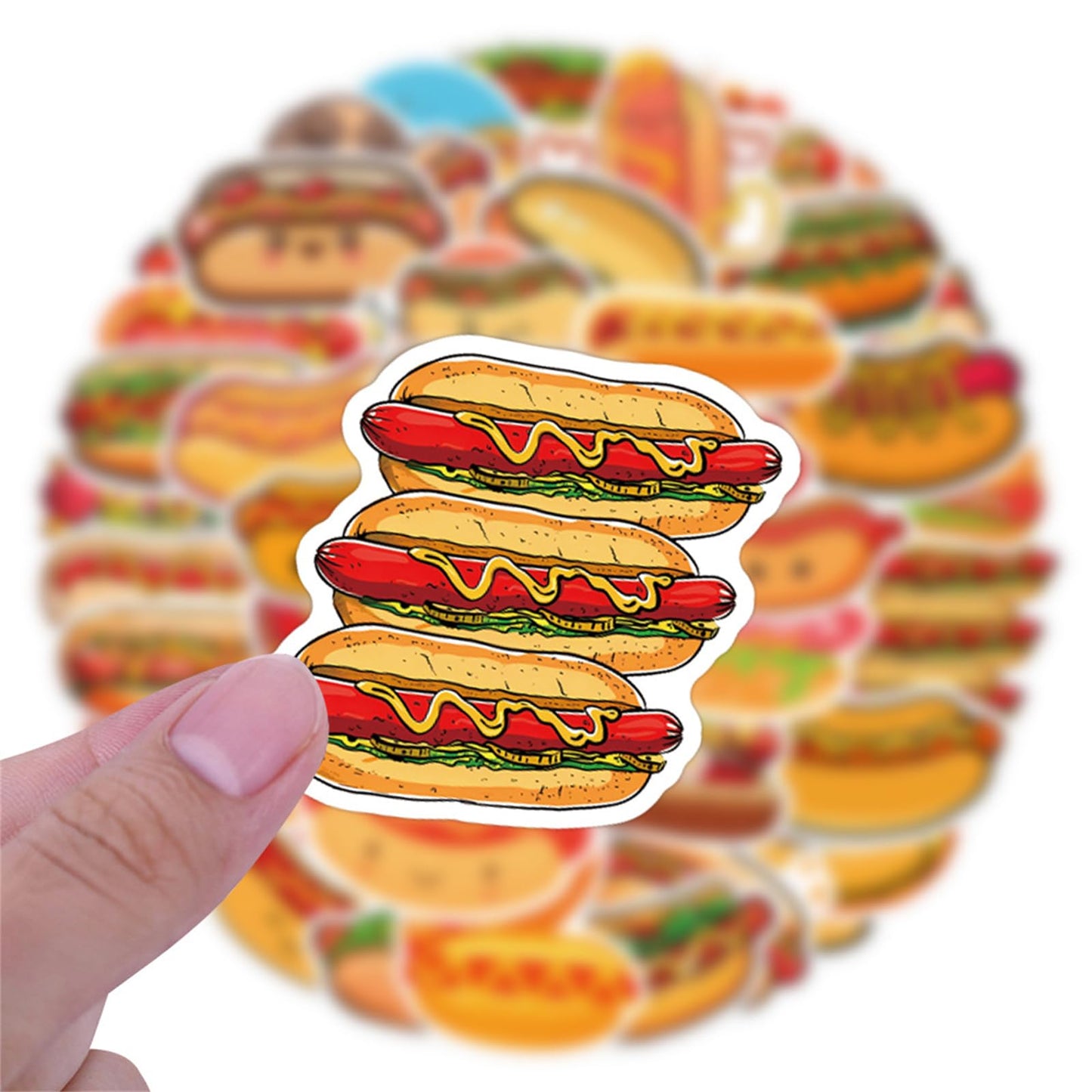 55Pcs Hot Dog Stickers for Laptop,Hot Dog Party Decorations,Delicious Food Foods Party Favors,Vinyl Waterproof Decals for Water Bottles Laptop Cellphone Suitcase Skateboard Guitar