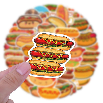 55Pcs Hot Dog Stickers for Laptop,Hot Dog Party Decorations,Delicious Food Foods Party Favors,Vinyl Waterproof Decals for Water Bottles Laptop Cellphone Suitcase Skateboard Guitar
