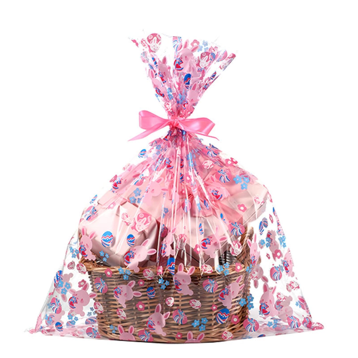 shareluck 100ft Easter Cellophane Wrap Roll - Easter Cello Wrapping Paper for Gift Baskets, Treats-Bunny Design & Eggs Cellophane. (100ft Long x 16” Wide x 2.5Mil)