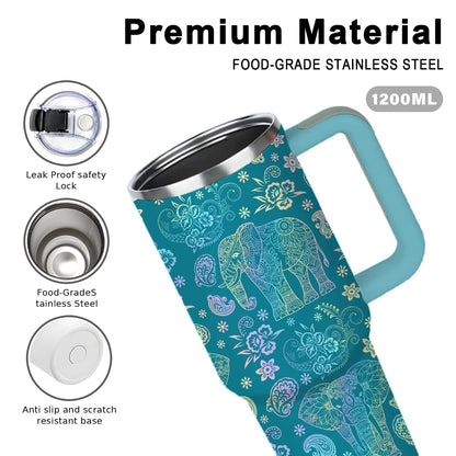 Elephant Tumbler 40oz, Travel Insulated Stainless Steel Tumbler Keeps Drinks Cold & Hot, Double Wall Vacuum, Elephants Gifts for Women Girls Coffee Travel Mug Cup Gift for Birthday Christmas