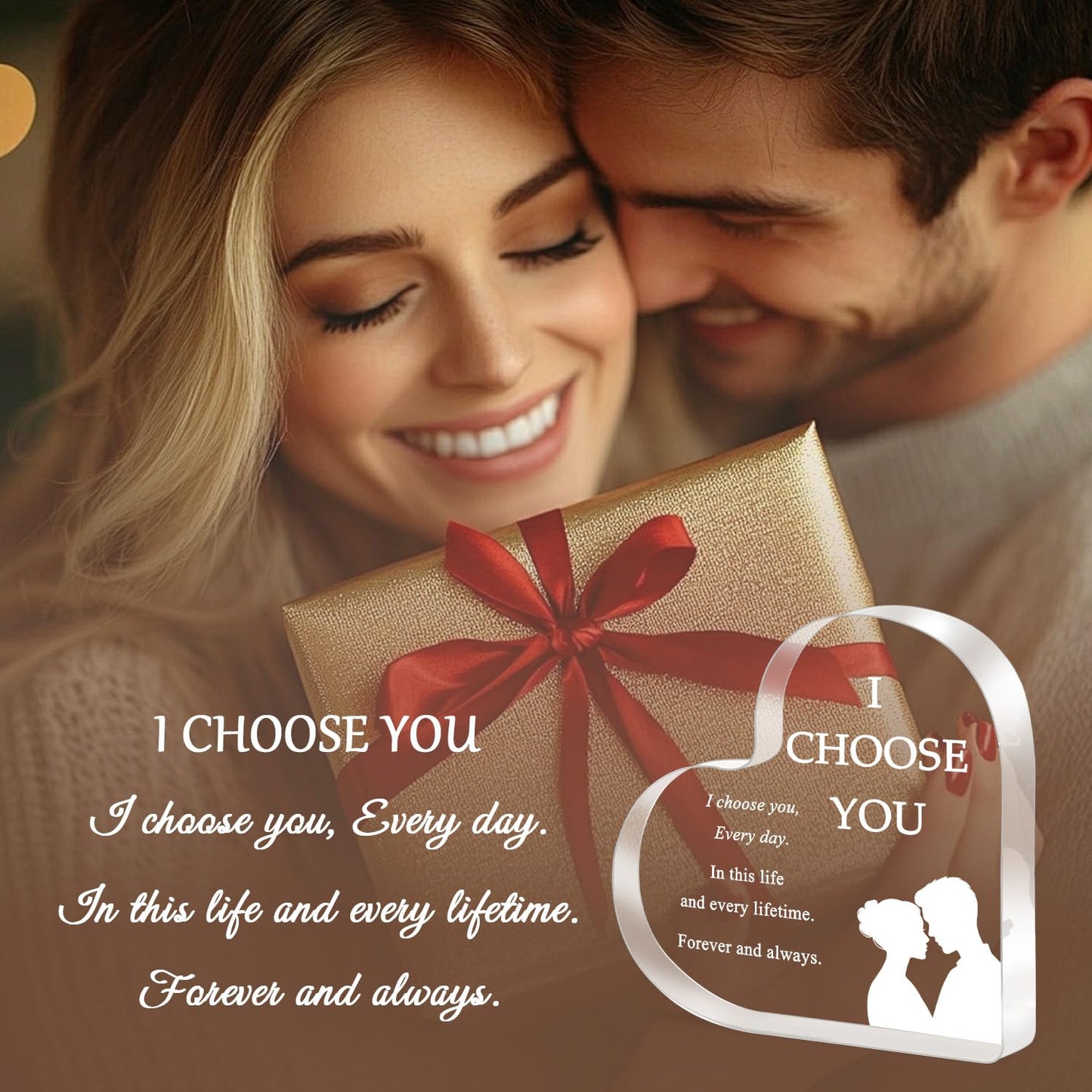 Birthday Gifts for Girlfriend Boyfriend Wife Husband, I Choose You Gifts for Him Her – Acrylic Heart Plaque Romantic Gift, Anniversary Wedding Valentine's Day Birthday Gift Home Decor