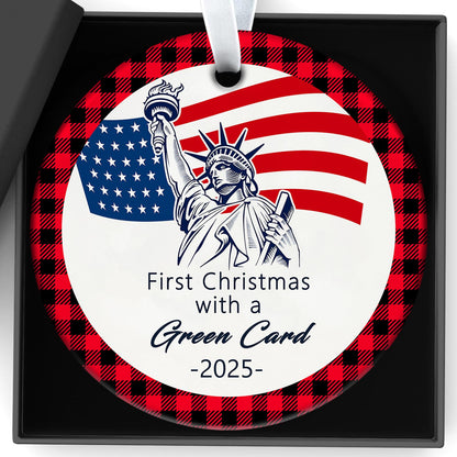 Christmas Ornaments 2025, First Christmas with a Green Card Hanging Ornaments American Citizenship Gifts New Us Citizen Ornament for Congratulations On Immigration, Immigrants Naturalization