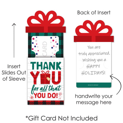 Big Dot of Happiness Holiday Thank You - Christmas Appreciation Money and Gift Card Sleeves - Nifty Gifty Card Holders - Set of 8