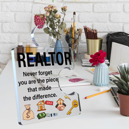Realtor Gifts for Women Men, Thank You Appreciation Gifts for Real Estate Agents, Motivational Realtors Acrylic Puzzle Plaque Sign Office Decor