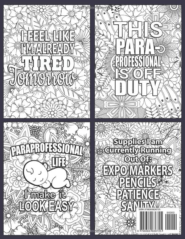 Paraprofessional Coloring Book For Adults: A Funny & Hilarious Appreciation Gift Ideas For Paraprofessionals For Relaxation & Stress Relief