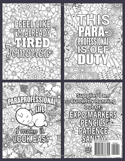 Paraprofessional Coloring Book For Adults: A Funny & Hilarious Appreciation Gift Ideas For Paraprofessionals For Relaxation & Stress Relief
