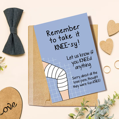 Funny Knee Get Well Soon Card for Men Women, Knee Replacement Card Gift for Patient, Speedy Surgery Recovery Cards for Him Her