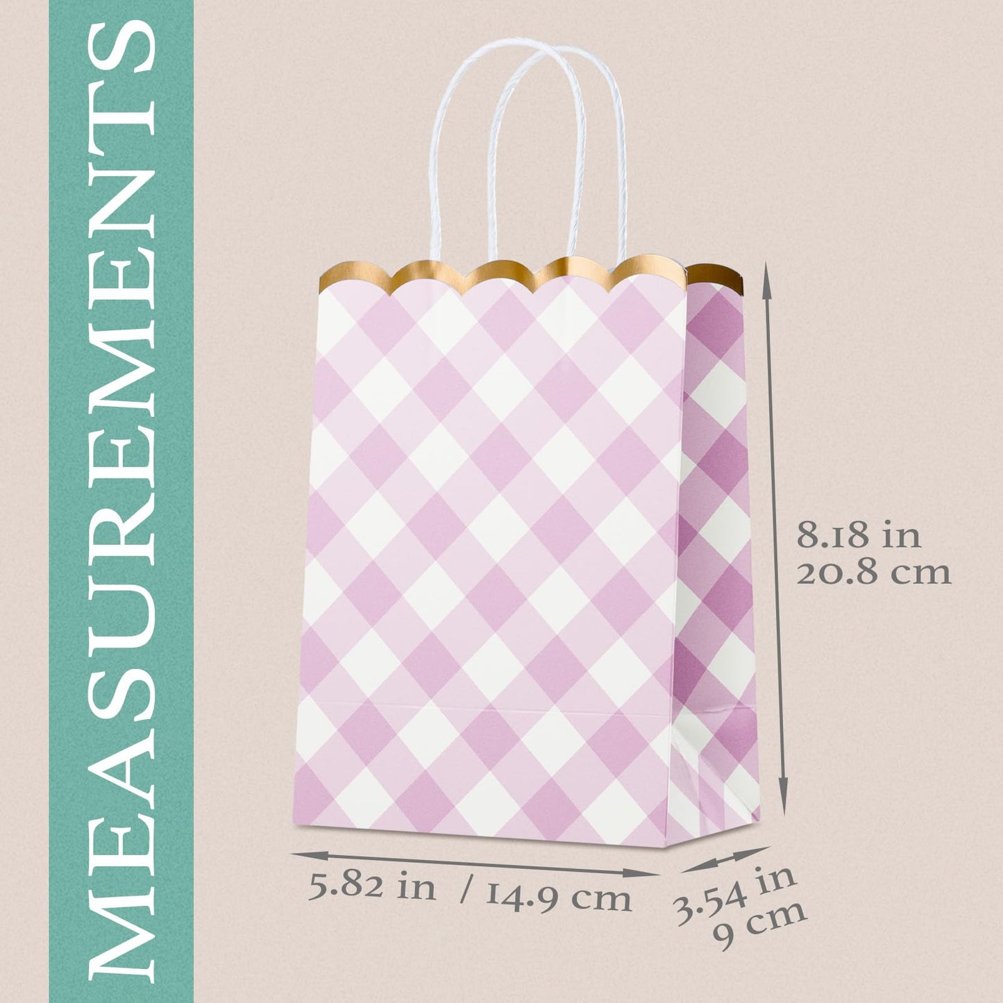 Small Gift Bags with Handles, 12-Pack Paper Party Favor Goodie Bags, 5.82 x 3.54 x 8.18 Inches, 6 Designs in Picnic Daydream, Ideal for Easter, Birthdays, Baby Showers, and Christmas Parties