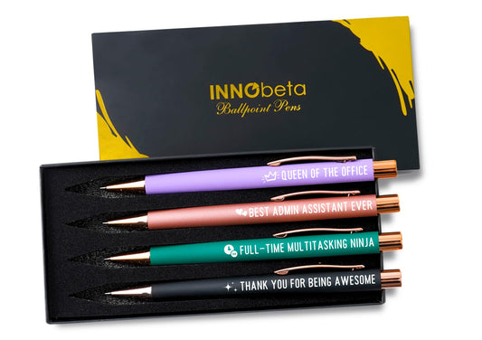 InnoBeta Administrative Professional Day Gifts for Women Ballpoint Pen Set of 4, Funny Administrative Assistant Secretary Office Gifts, Funny Office Work Tools for Admin professionals - Best Ever