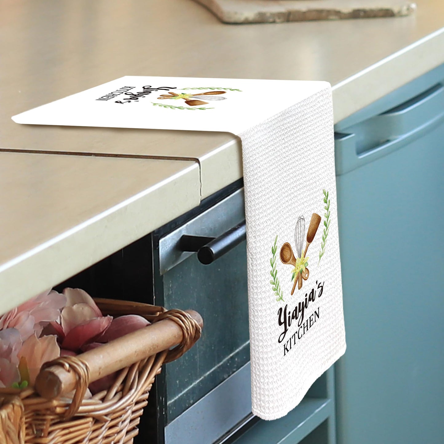 Yiayia Gifts Kitchen Towels - Gifts for Grandma Yiayia Dish Towels, Rustic Grandma Mothers Day Birthday Decorative Absorbent Dishcloths Hand Towel for Kitchen Decor 16x24 Inches