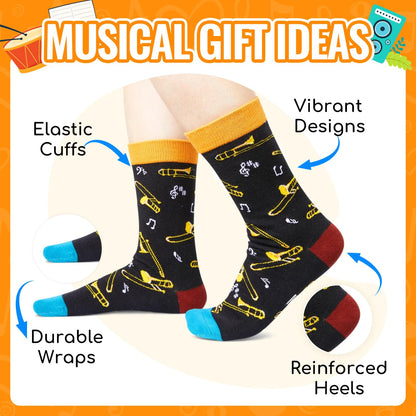 HAPPYPOP Music Gifts for Men Women - Trombone & Bass Gifts, Piano Guitar Socks