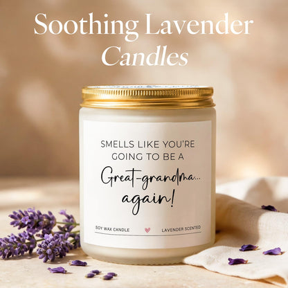 Great Grandma Gifts for Great Grandma Baby Announcement, Christmas - 7 Oz Lavender Scented Candles (Great-Grandma Again)