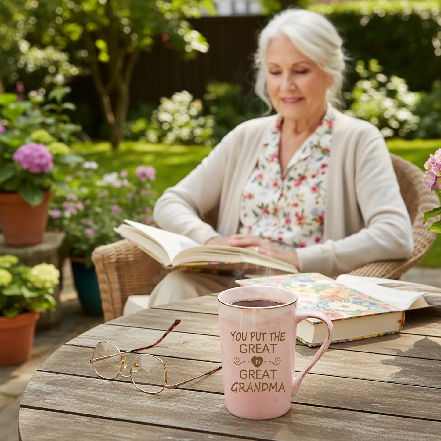Christmas Gifts for Grandma, Great Grandma Mug, Birthday Mother’s Day Gifts for Grandmother from Granddaughter Grandson Grandchild, 14 OZ Pink with Gift Box