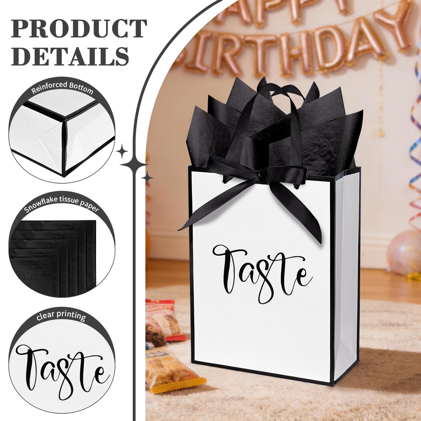 Nimbbex 5 Senses Gift Bags For Him with Labels, Five Senses Gift Bags with Cards, Envelopes and Ribbons for Valentine'S Day, Birthday, Anniversary, Mother'S Day,Father'S Day 9X7X3.2 Inches (White)