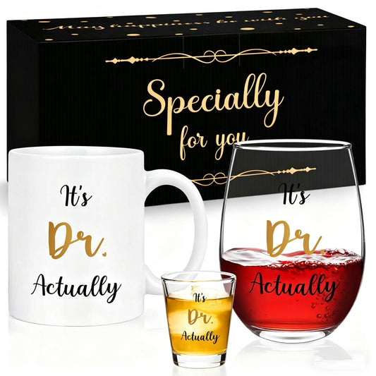 Futtumy It's Dr. Actually Set of 3, Funny PhD Graduation Gifts Her, Doctorate Graduation Gifts for Women Men, Medical School Doctor Phd Gift Ideas for Doctors Day Christmas Birthday