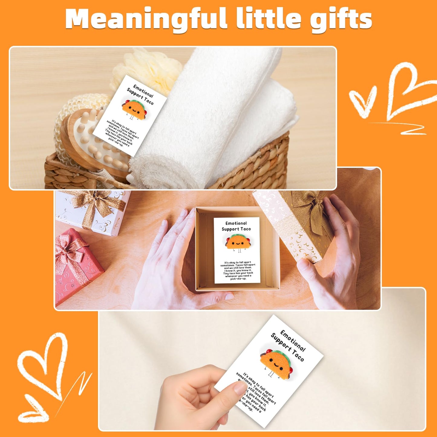 PLwelth Pocket Hug Taco Token Cute Food Emotional Support Gifts with Inspirational Positive Greeting Card for Friends Coworkers Employee Long Distance Relationship Birthday Christmas Gift Funny Gifts