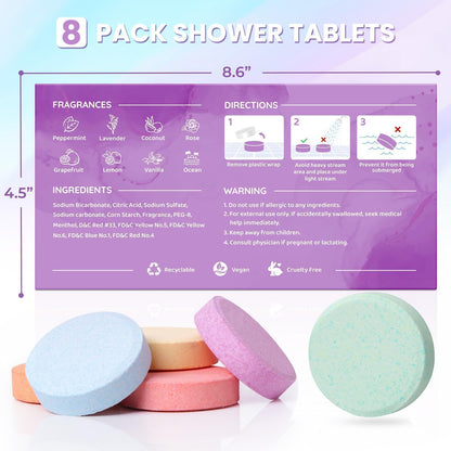 Shower Steamers 8 Pack - Organic & Natural Essential Fragrances for Teens and Adults - Mother's Day, White Elephant, Birthday Gifts for Women Teen Girls, Mom, Wife, GirlfriendWho Have Everything