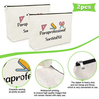 Paraprofessional Appreciation Gift 2 Pcs Makeup Bag Para Thank You Gifts for Paraeducator Teacher Assistant Travel Pouch Teachers' Day Birthday Christmas Graduation Present 2 Pack Cosmetic Bag