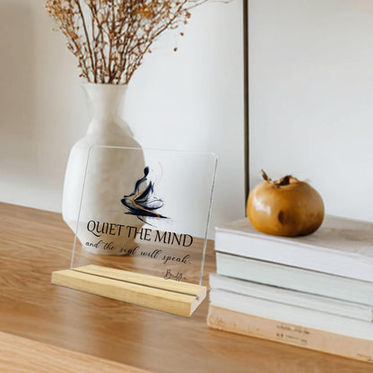 Yoga Meditation Room Decor,Quiet The Mind And The Soul Will Speak,Zen Decor Inspirational Gifts for Home Office Meditation Space