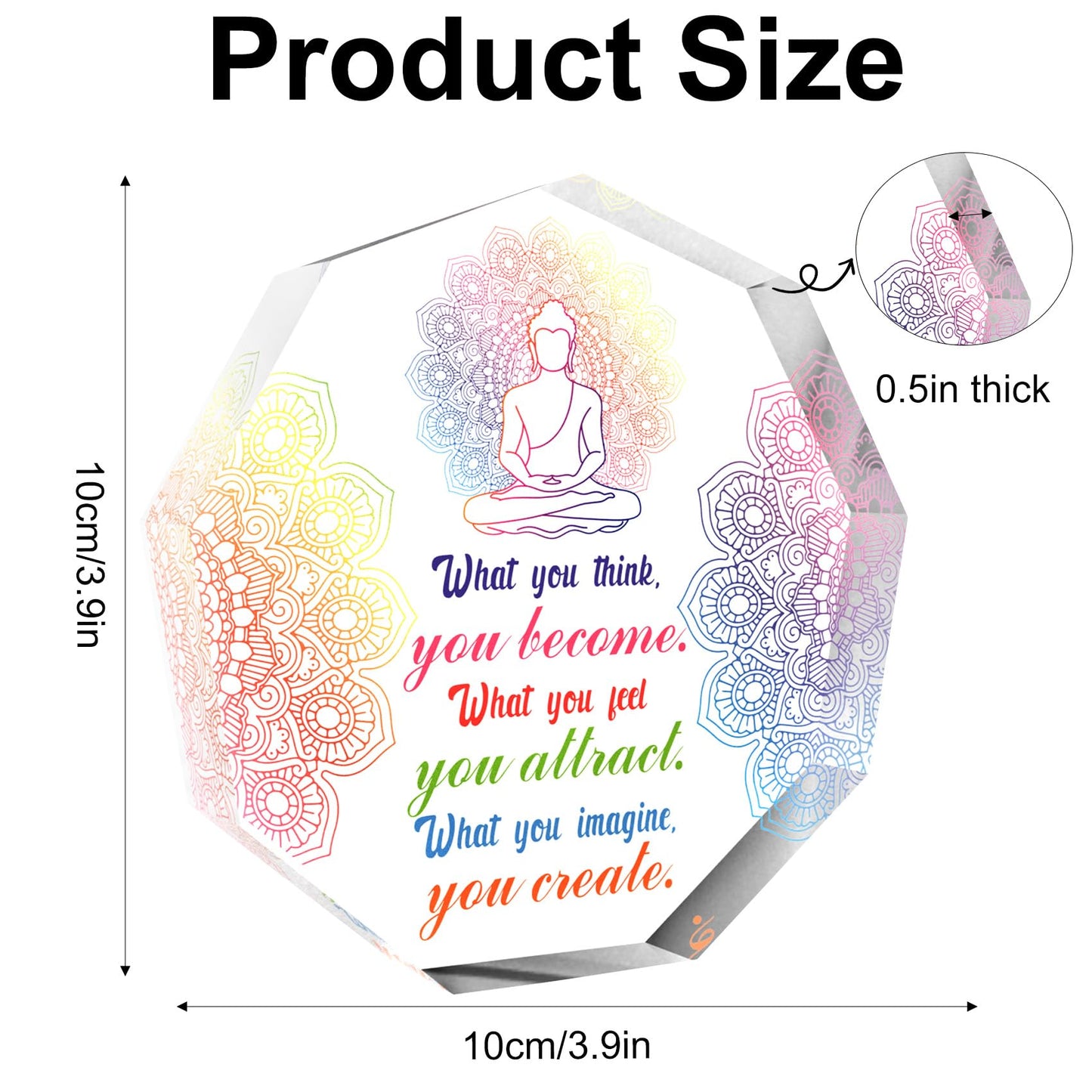 Buddhist Zen Gifts for Women Men Spiritual Meditation Gifts for Women Buddha Acrylic Sign Plaque Yoga Room Meditation Room Decor Sign Zen Den Buddhist Decor Gift for Yoga Lovers Instructor