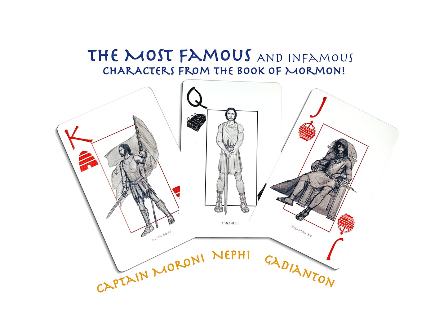 Book of Mormon Themed Playing Cards - Unique LDS Missionary & Baptism Gifts, Featuring Custom Characters & Designs - Ideal for Family. (1 Deck)