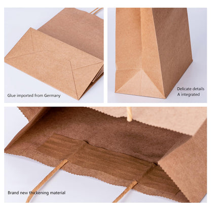 vanhel 100 Pack Brown Paper Bags with Handles,8x4.25x10.5 Inches,Gift Bags Medium Size,Gifts Bag Bulk for Festival,Birthday,Favor,Party,Shopping,Retail Merchandise.