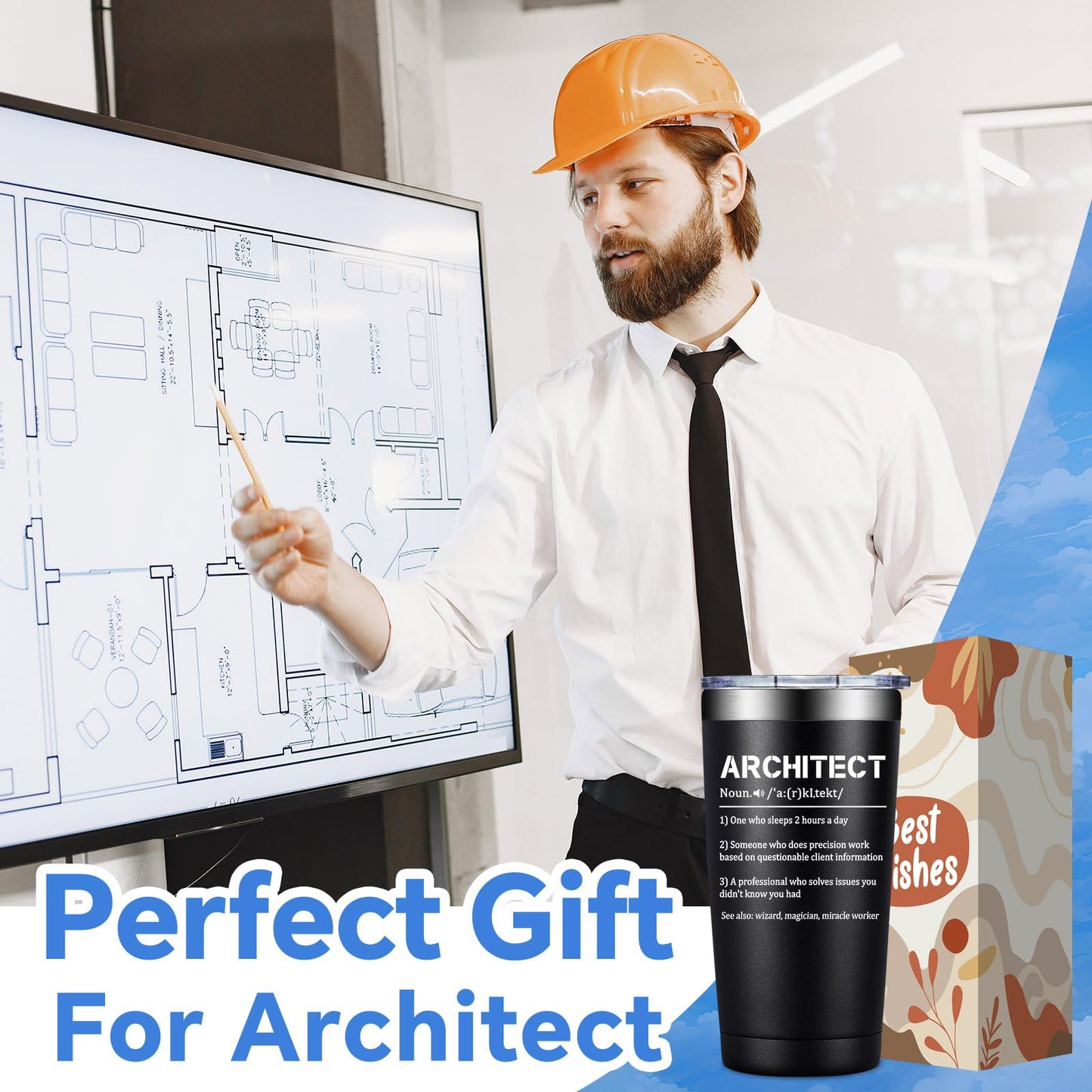 SpenMeta Architect Architecture Gifts for Christmas, Birthday - Cool Architect Gifts for Student, Men Women. 20 Oz Architecture Tumbler Cup