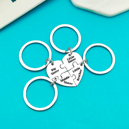 Xiahuyu Sister and Brother Gifts Keychain 4pcs for Big Middle Little Sister Little Brother Matching Keychain Set Christmas Birthday Gift Sibling Gifts for Sisters Brothers