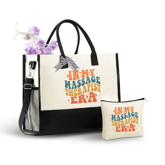 InnoBeta Massage Therapist Gifts for Women, Canvas Tote Bag with Top Zipper Closure and Shoulder Strap, Thank You Gifts for Massage Therapist