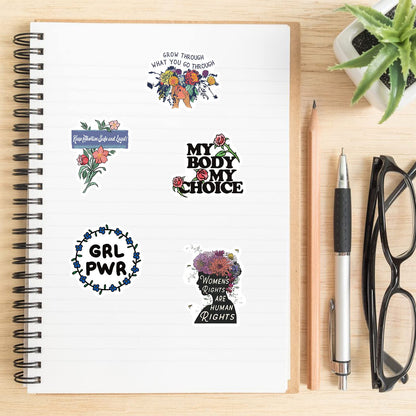 100Pcs Inspirational Feminist Stickers Pack,Girl Power Rights Feminism Colorful Vinyl Sticker,Laptop Water Bottle Phone Skateboard Stickers Decals for Women Ladies Girls