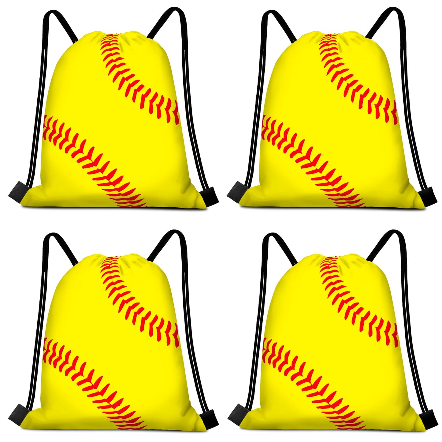 KERINGO 16 PCS Softball Gift Bag with Handles Drawstring String Soft Ball Goodie Sport Theme Party Favor Team Treat Bag for Birthday Team Snack