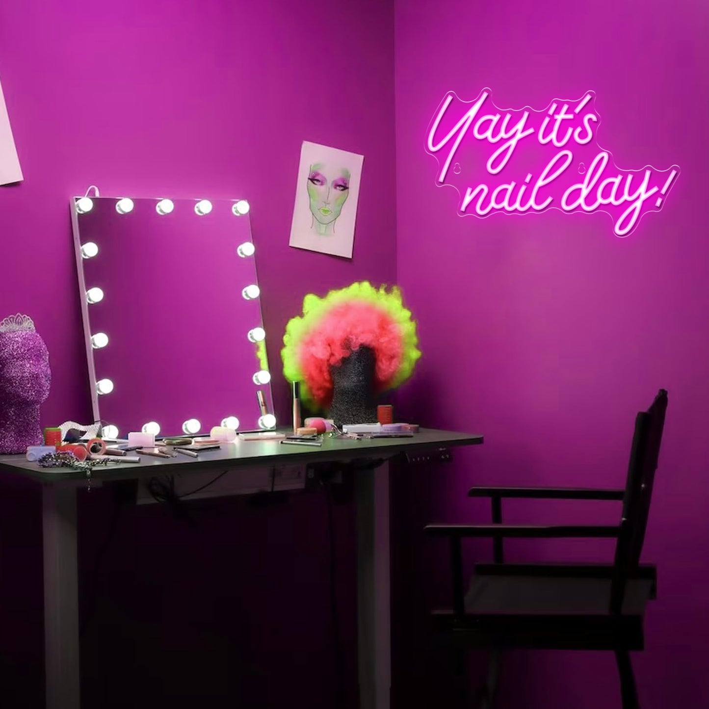 Kavaas Yay It's Nail Day Neon Sign - Neon Sign for Salon Bar, Beauty Room, Bedroom - Great Gift for Nail Tech Girls, Christmas, Birthday