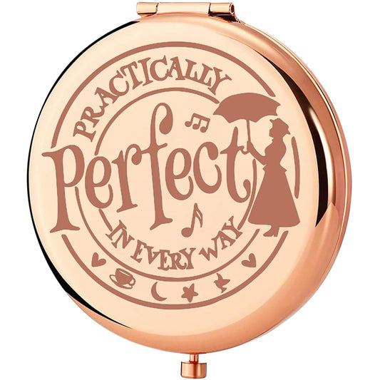 KEYCHIN Mary Qoute Pocket Mirror Mary Fans Gift Practically Perfect in Every Way Umbrella Compact Mirror for Women Girls (Practically Perfect Mirror-S) (Perfect RG)